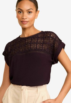 Love & Roses CROCHET YOKE - REGULAR FIT - Blūze - berry red