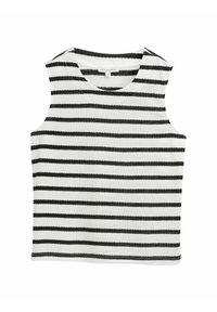 MIT RUNDHALSAUSSCHNITT - Top - black off white stripe