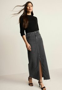 Next DENIM MAXI SKIRT PETITE. PETITE - Maxi szoknya - black