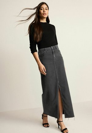 DENIM MAXI SKIRT PETITE. PETITE - Maxi szoknya - black