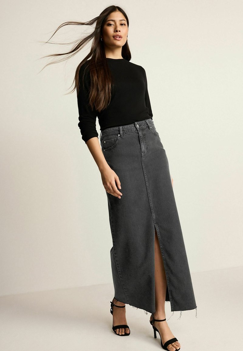 Next DENIM MAXI SKIRT PETITE. PETITE - Maxi szoknya - black