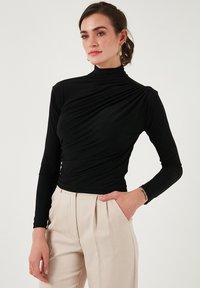 LELA SLIM FIT - Top s dlhým rukávom - black