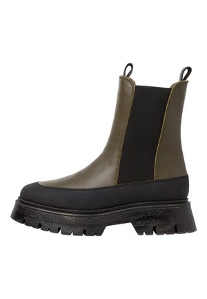 Platform ankle boots - olive black