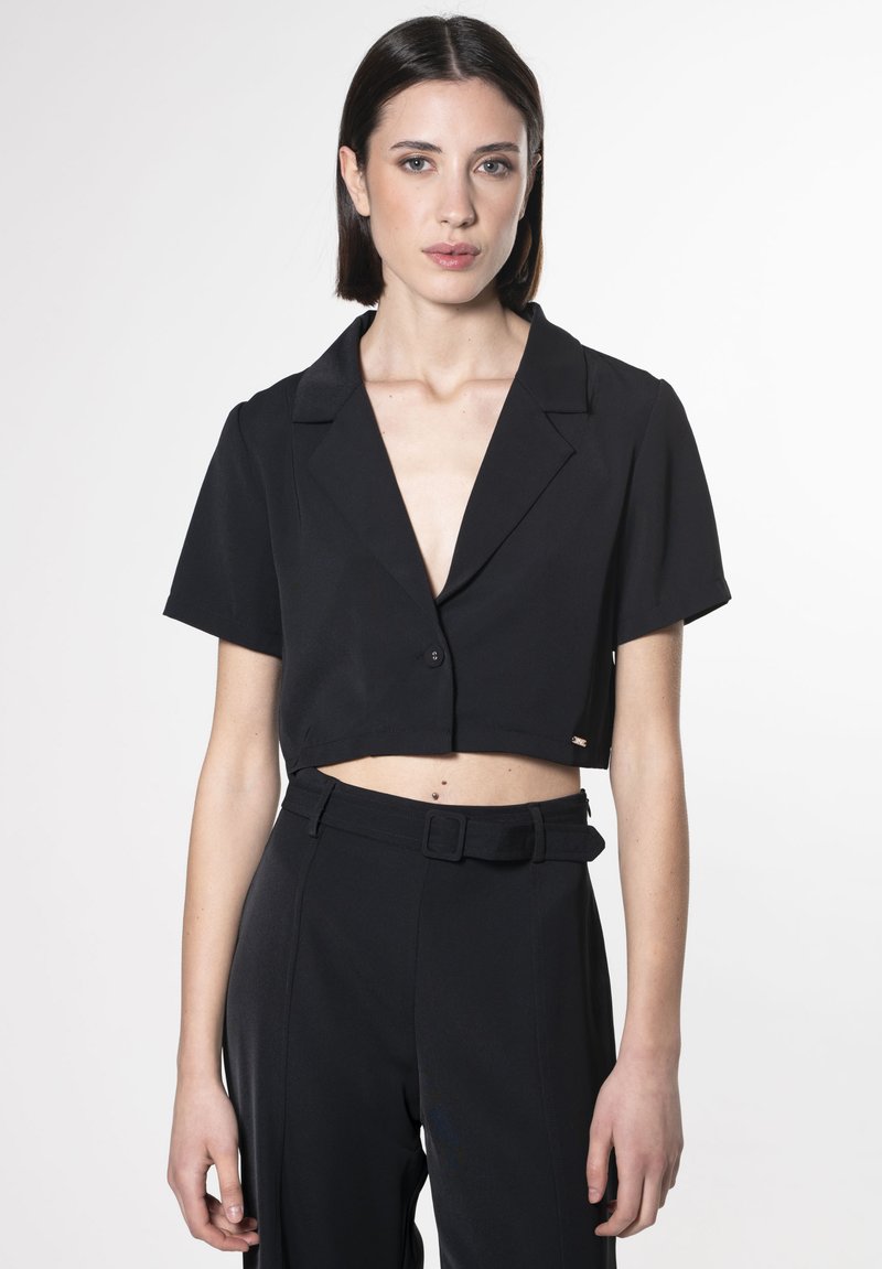 INFLUENCER LAPEL COLLAR CROPPED - Blazer - black