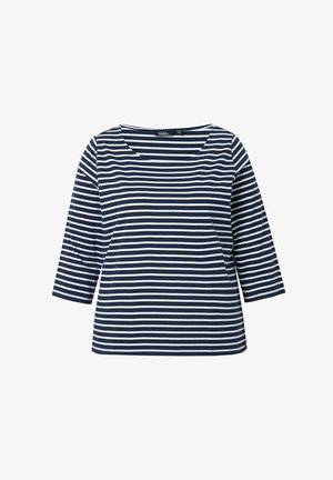 Ulla Popken STRIPED 3/4 SLEEVE TEE - Langarmshirt - navy blue