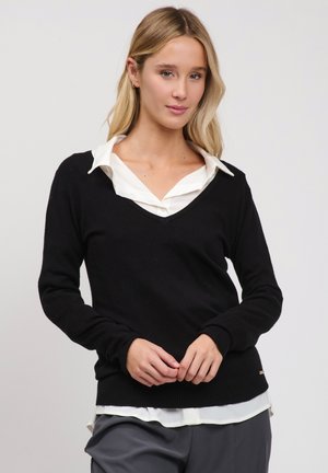 INFLUENCER, INFLUENCER PULLOVER V-NECK BASIC LINE PULL - Pullover - black