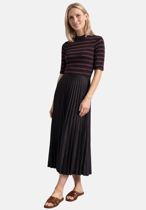 Street One, MIDIKLEID MIT PLISSÉEROCK UND STREIFEN - Robe de jour - black