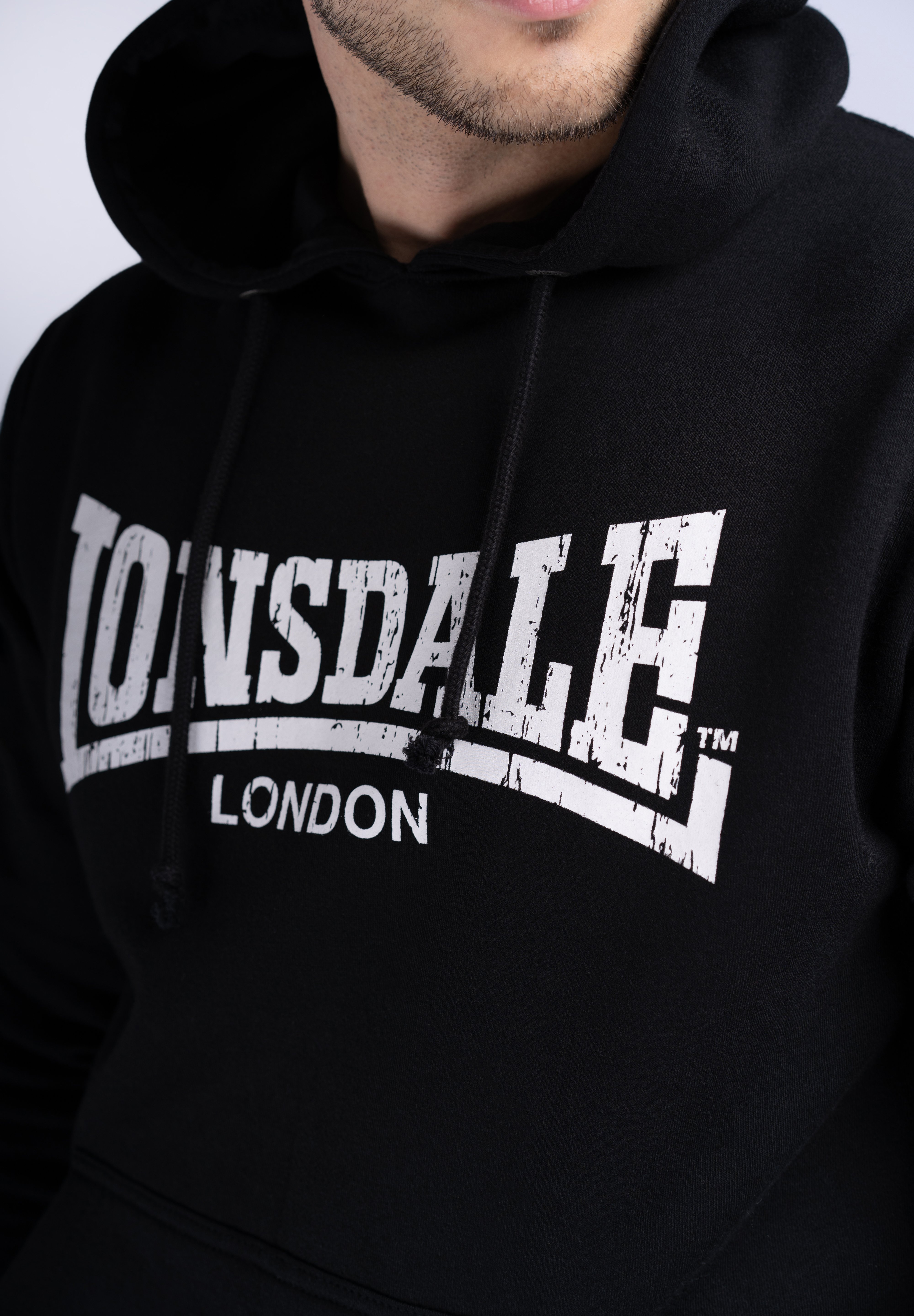 Lonsdale NORMALE PASSFORM WOLTERTON - Hoodie - black white