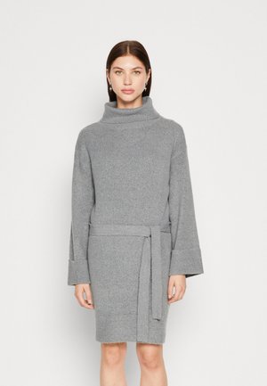 VIROLFIE TIE BELT - Rochie tricotată - medium grey melange