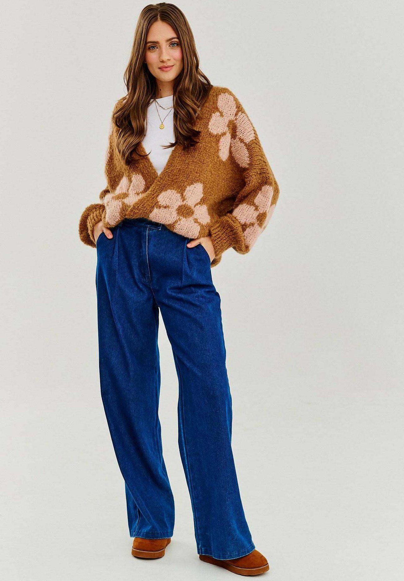 naoko2373ページ NAOKO SZEROKIE - Wide leg/niebieski - Zalando.pl