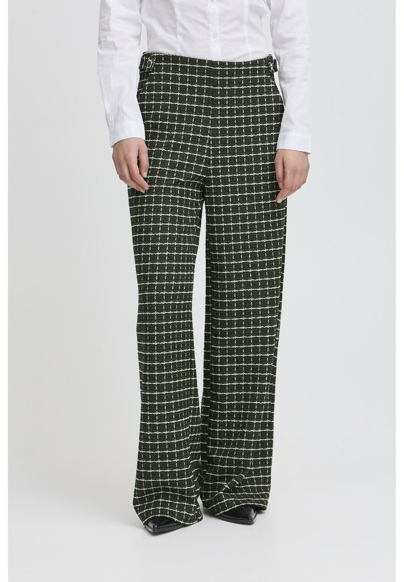 ICHI KATE CLOULE  - Kelnės - rifle green check