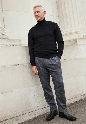 RELAXED FIT TAPERED ITALIAN FABRIC - Bukser - grey herringbone