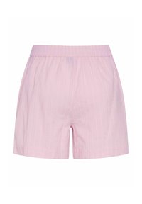 Ljusrosa shorts med ett strukturerat, något skrynkligt tyg och ett elastiskt midjeband. Designen har en avslappnad, ledig passform.