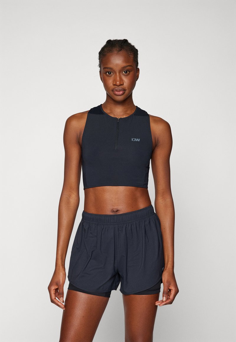 ICANIWILL MIRAGE CROPPED ZIP TANK TOP - Topper - black