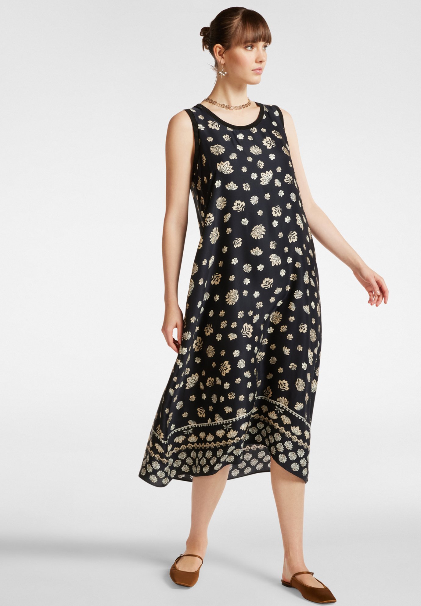 Elena Mirò MIDI DALLA STAMPA ETNICA Vestito casual nero