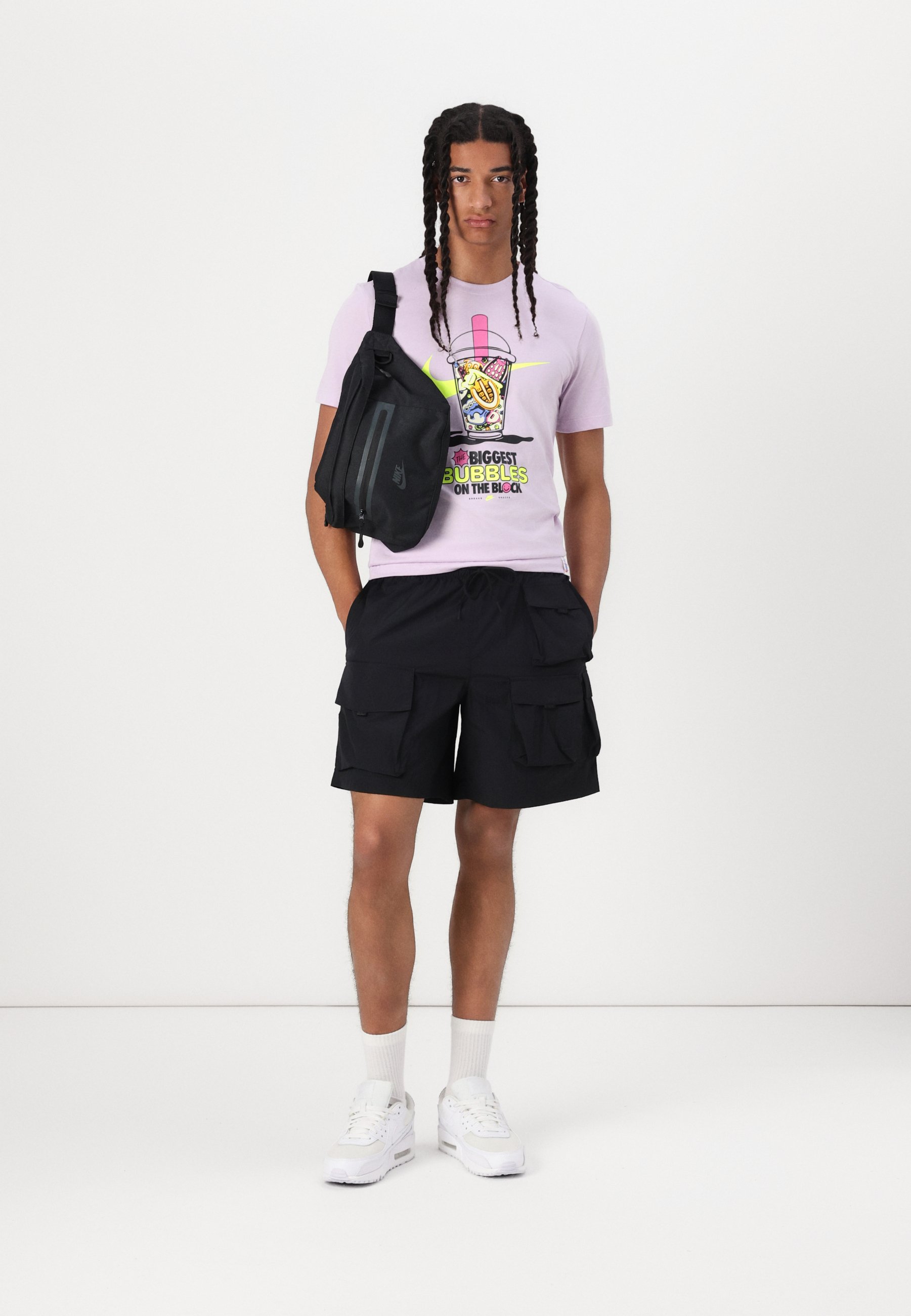 nike woven buckle shorts in black