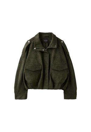 Stradivarius, Veste en similicuir - khaki