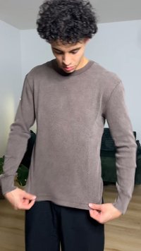 Hollister Co. THERMAL CREW - Hosszú ujjú felső - brown