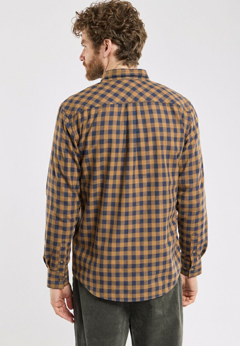 Chemise De Chasse Anglaise Miku - Bleu Clair à Carreaux Jaunes Et Bronzés - Taille 32/US S