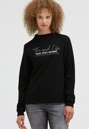 MIT STEHKRAGEN UND PRINT - Long sleeved top - black