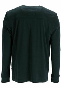 Mörkgrön långärmad skjorta med en slät textur, rund halsringning och en sömdetalj över ryggen. Fitted design med elastiska manschetter.
