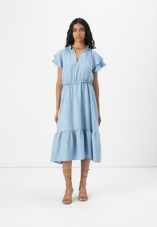 JDYTRAIN FRILL MIDI DRESS - Freizeitkleid - soft chambray