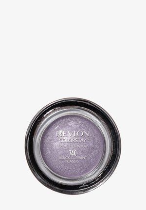 Le fard à paupières crémeux Colorstay de Revlon dans la teinte 740 Black Currant Cassis se présente dans un contenant rond noir avec un intérieur en crème métallique violet.