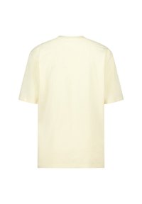 Short-sleeve, loose-fitting t-shirt in light yellow cotton. Features a round neckline and a smooth, matte texture. No visible design elements.