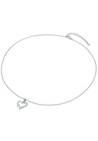Strieborný náhrdelník s príveskom v tvare srdca, s hladkým povrchom a malým akcentom kamienka. Nastaviteľný reťazec s oko a karabínkou.