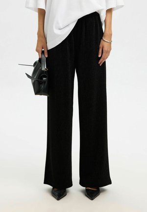 HIGH WAIST  GLITZER - Hlače - black