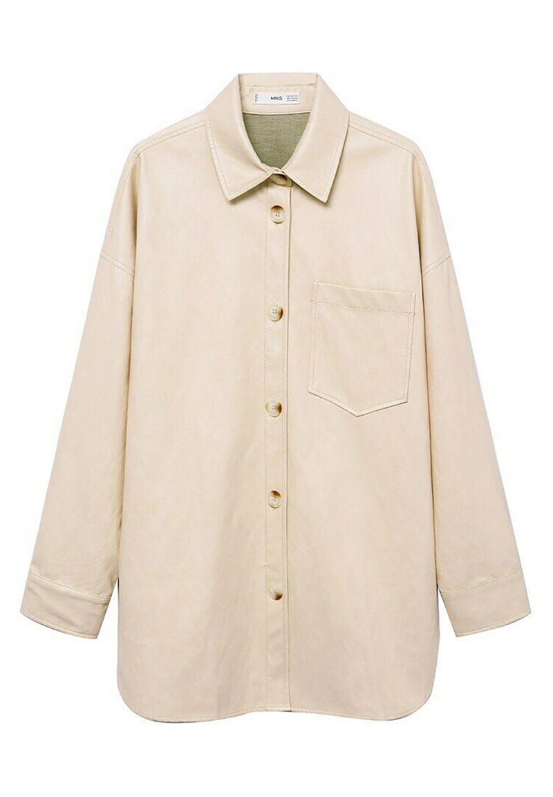 Mango Imitatieleren jas crème