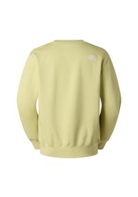 Lichtgele sweatshirt met ronde hals, lange mouwen, geribbelde manchetten en zoom, met een klein wit logo op de bovenrug.