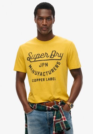 Superdry & Co LABEL SCRIPT - T-shirt con stampa - pigment yellow slub