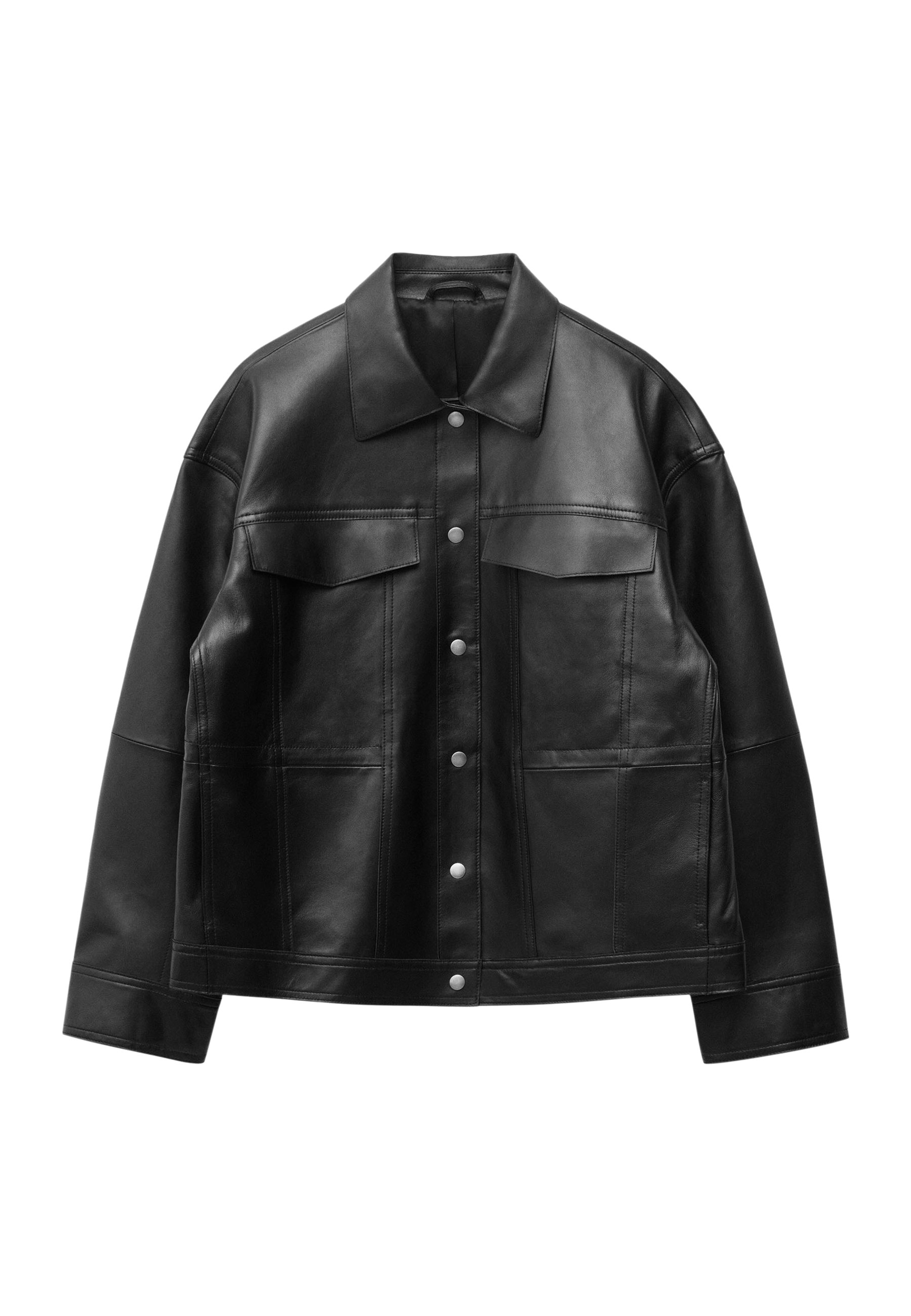 & OTHER STORIES DRAWSTRING-WAIST - Leather jacket - black - Zalando.ie