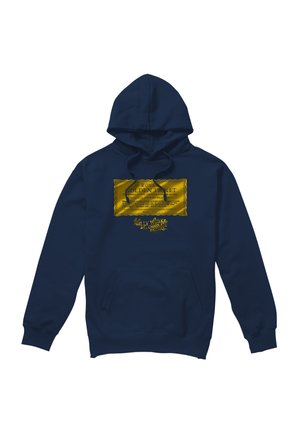 Navy blue hoodie featuring a large yellow Wonka Golden Ticket graphic and "Willy Wonka & the Chocolate Factory" text on the chest.