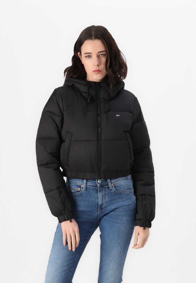 Tommy Jeans HOODED PUFFER - Talvejope - black