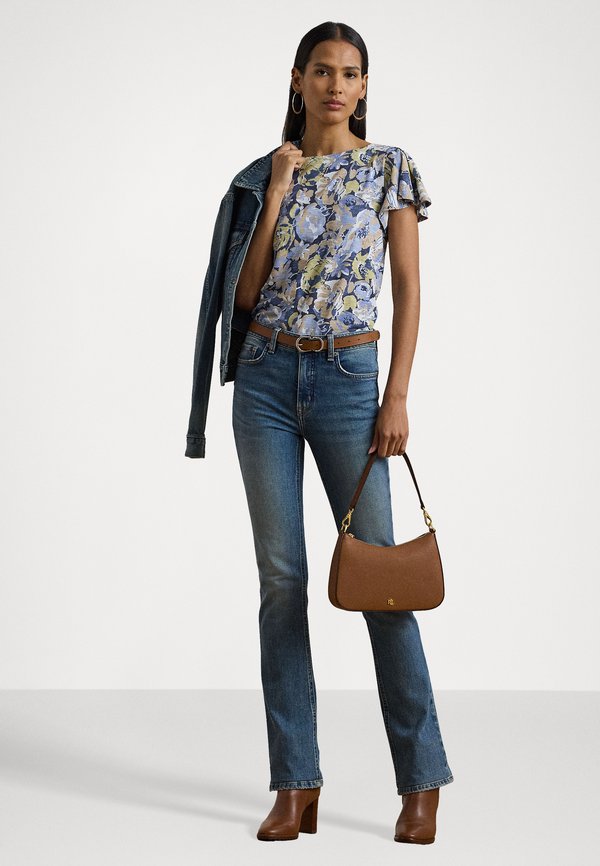 FLORAL SLUB JERSEY FLUTTER SLEEVE TOP - Print T-shirt3