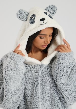 PANDA TIPPED BORG SNUGGLE HOODIE - Morgonrock - grey