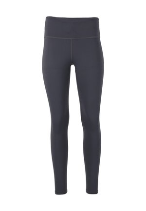 Leggings gemaakt van rekbare donkergrijze stof met een hoge tailleband, met een gladde textuur en subtiele gestikte details.