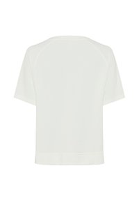 Hvid kortærmet T-shirt med løs pasform, rund halsudskæring og glat stof med et rent, minimalistisk design.