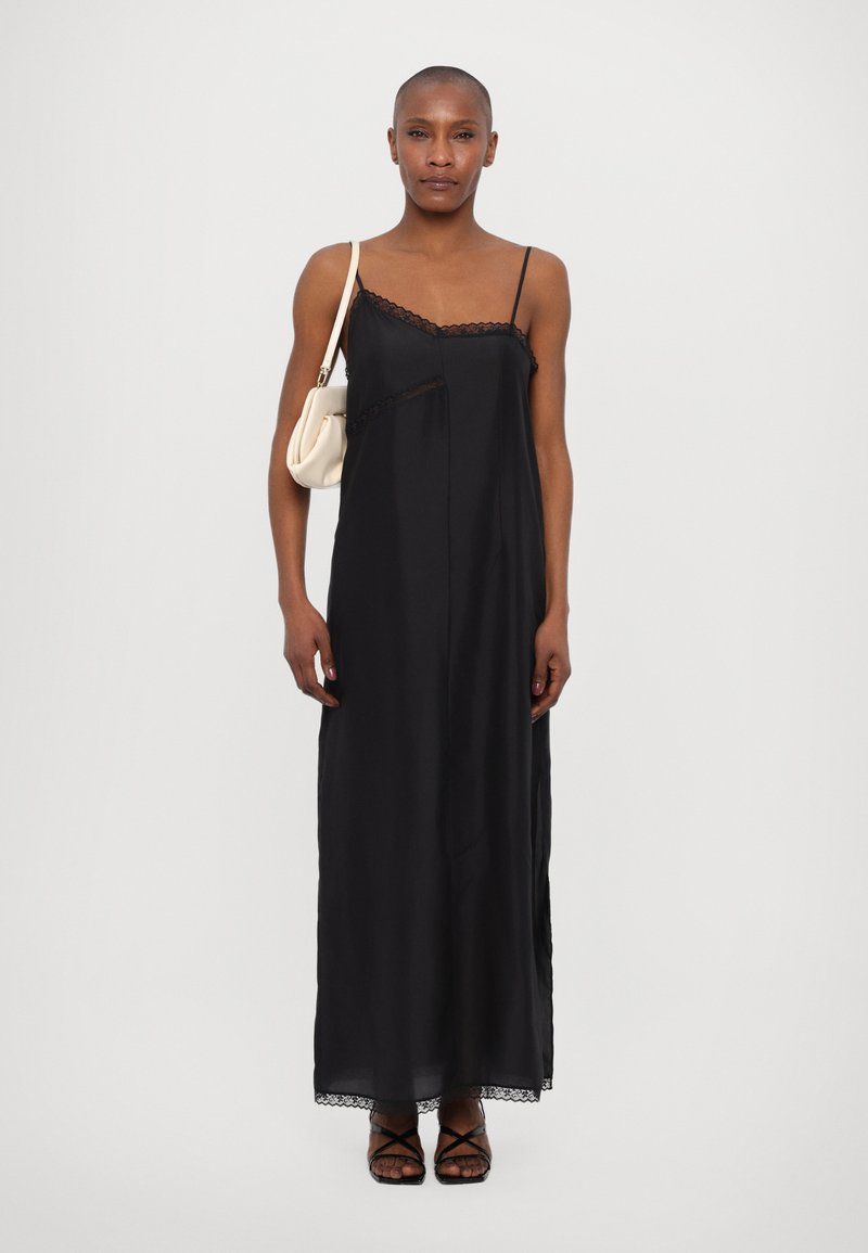 chinese dress ladies Silk Maxi Dress in Black main image 1