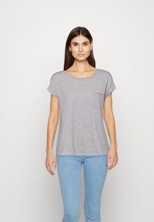 Marc O'Polo DENIM SHORT SLEEVE V NECK - T-shirt basic - grey melange ...
