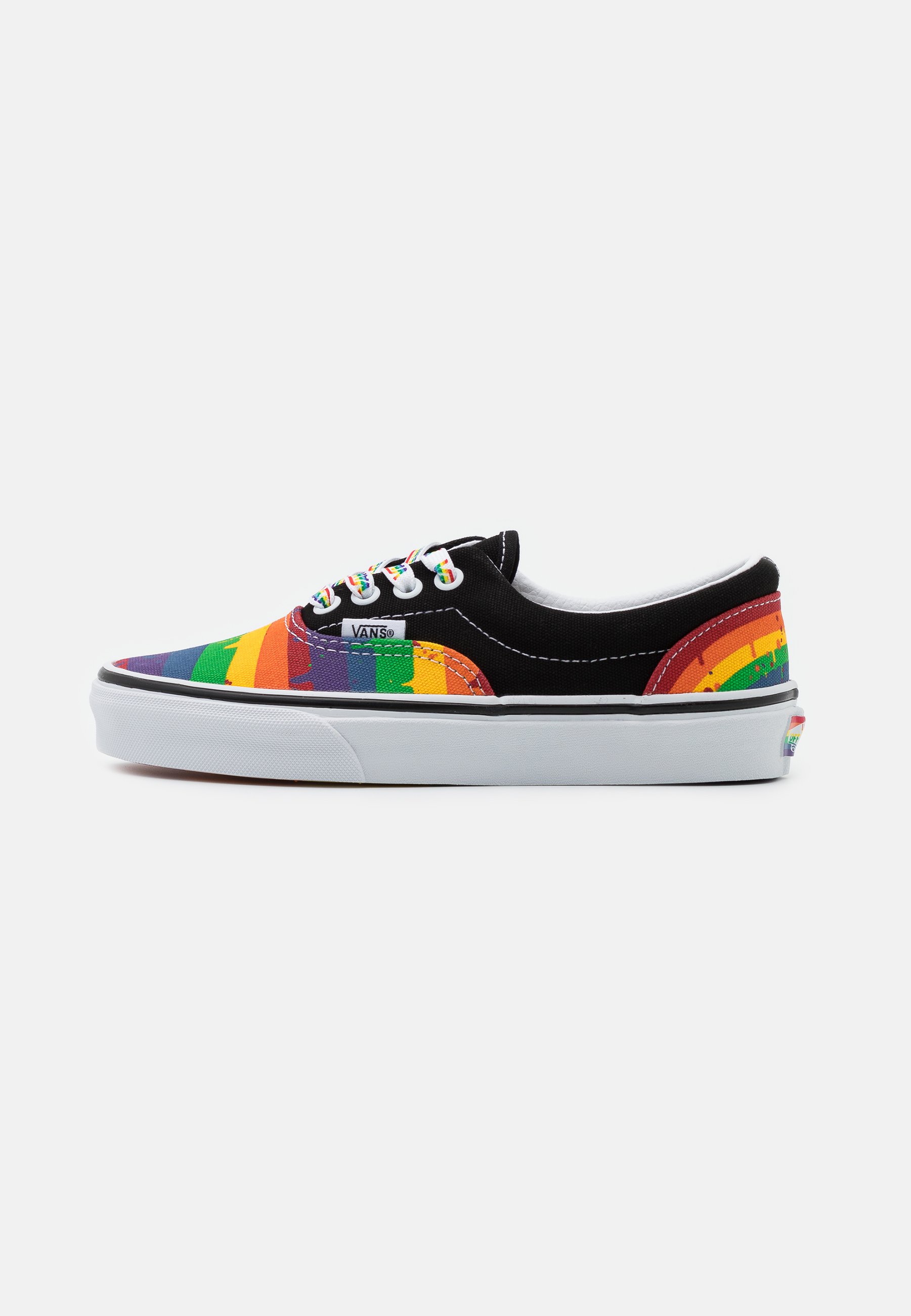 black and multicolor vans