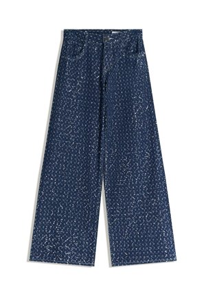Bershka SEQUINNED - Wide leg - royal blue