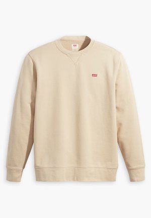 Beige sweatshirt met ronde halslijn, lange mouwen en ribbelmanchetten. Voorzien van een klein rood Levi's-logo op de voorkant. Zachte textuur.
