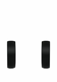 Auriculares inalámbricos negros con acabado mate, de forma ovalada alargada y textura suave. Presentan un diseño minimalista y sin marcas visibles.