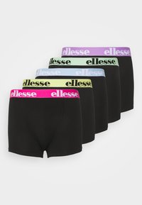 Schwarzes Boxershorts-Set mit elastischen Bündchen in Pink, Hellblau, Hellgrün, Schwarz und Lila, mit dem "ellesse"-Logo.