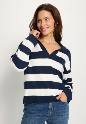 LASCANA, LASCANA POLOKRAGENPULLOVER - Polo shirt - marine-weiß