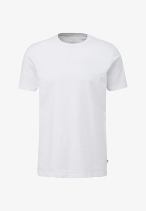 Witte korte mouwen crewneck t-shirt gemaakt van katoen, met een gladde textuur, rechte snit en een klein logo-label aan de linkerkant.