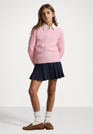 CABLE KNIT COTTON SWEATER - Πουλόβερ - hint of pink/nevis